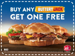 Jack in the Box Buttery Jack coupon: Buy one, get one free
