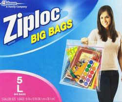 Ziploc Big Bags Large Bag 5-Count Box for $3 + free shipping